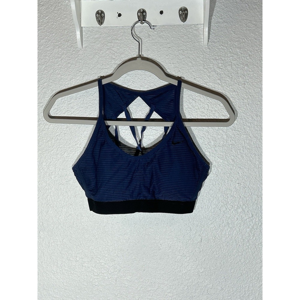 Nike Sports Bra Blue Medium Only One Pad Insert Criss Cross Backing
